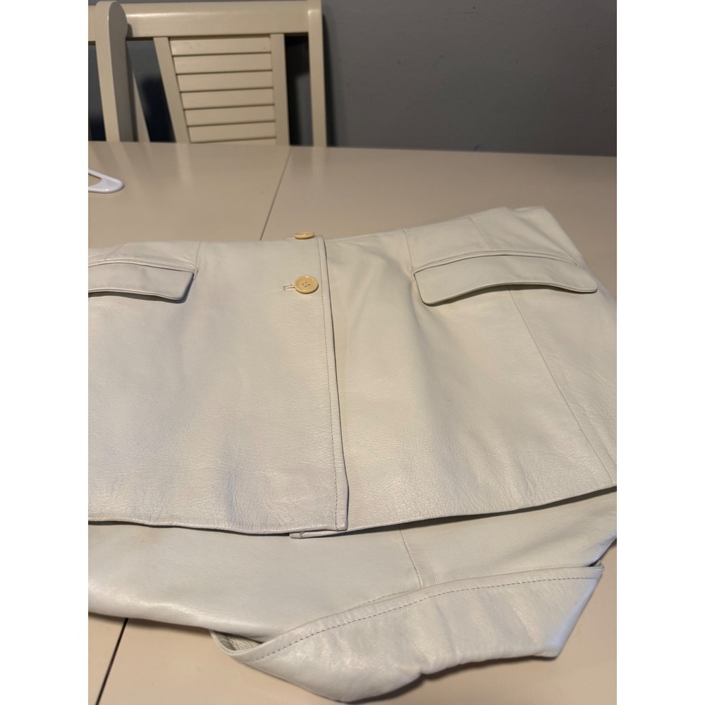 Terry Lewis Classic Luxuries Cream Leather Blazer Jacket Womens 1X Off White - Picture 16 of 16